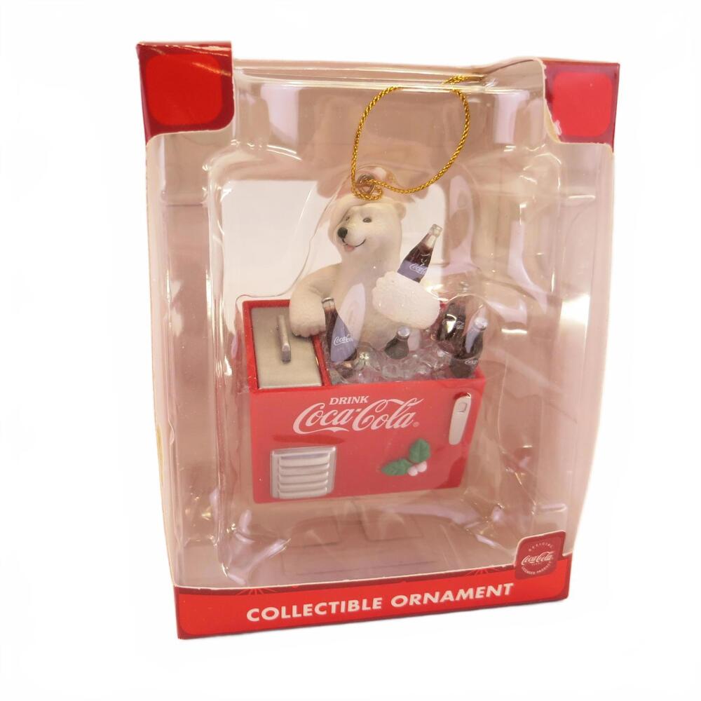 Vintage Trevco Coca-Cola Polar Bear in Ice Chest of Coke Ornament 201506
